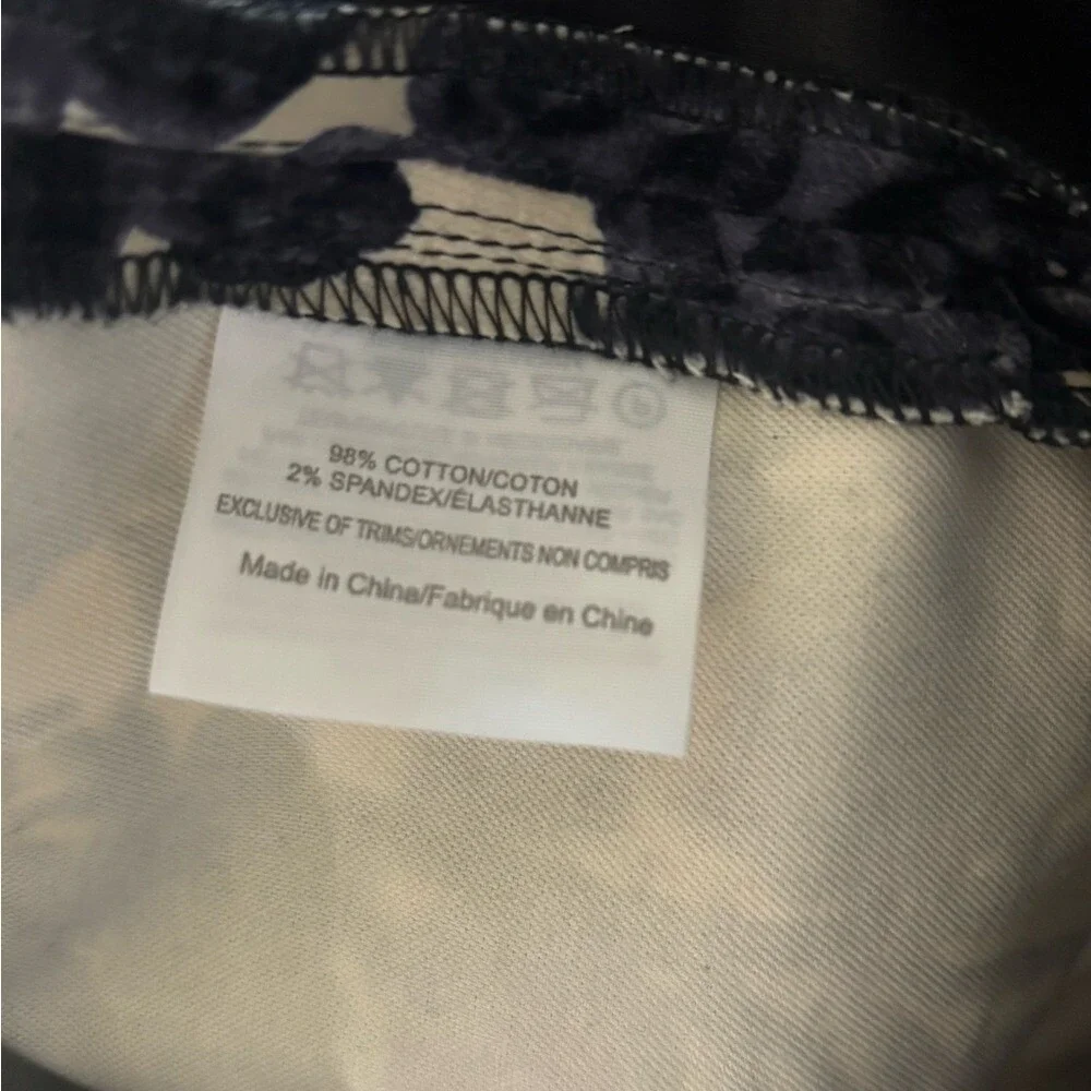 Tory Burch Floral Velvet Burnout Trousers Navy Cream Devore Slim Leg Pants
